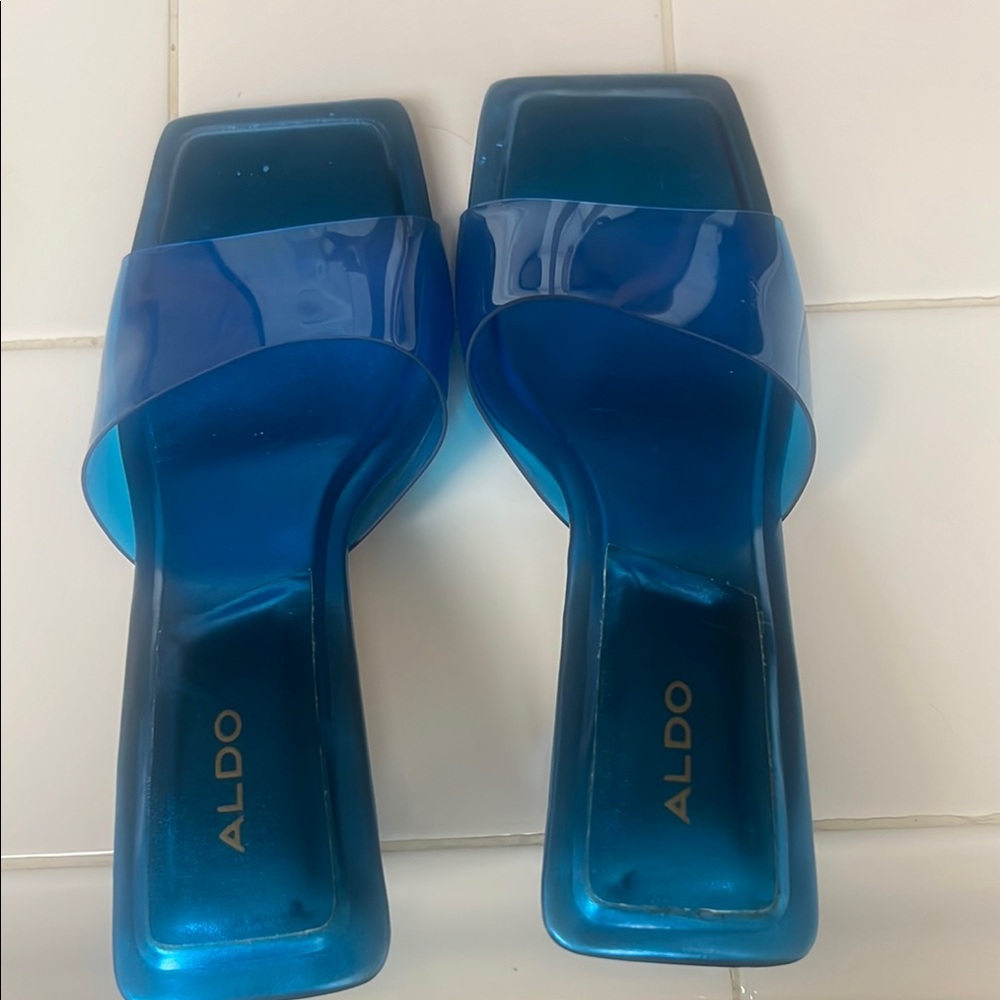 Aldo Blue Slide Sandals Modern Minimalist Design